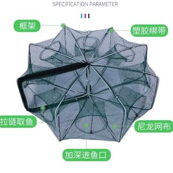 Portable Folded Fishing Net, Trap for Minnow, Crawfish, Crab, Lobster, Fishes - Picture 5 of 6